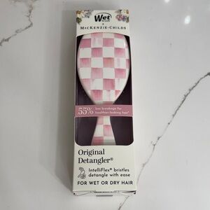 MacKenzie-Childs Pink and White Hair Detangler Brush